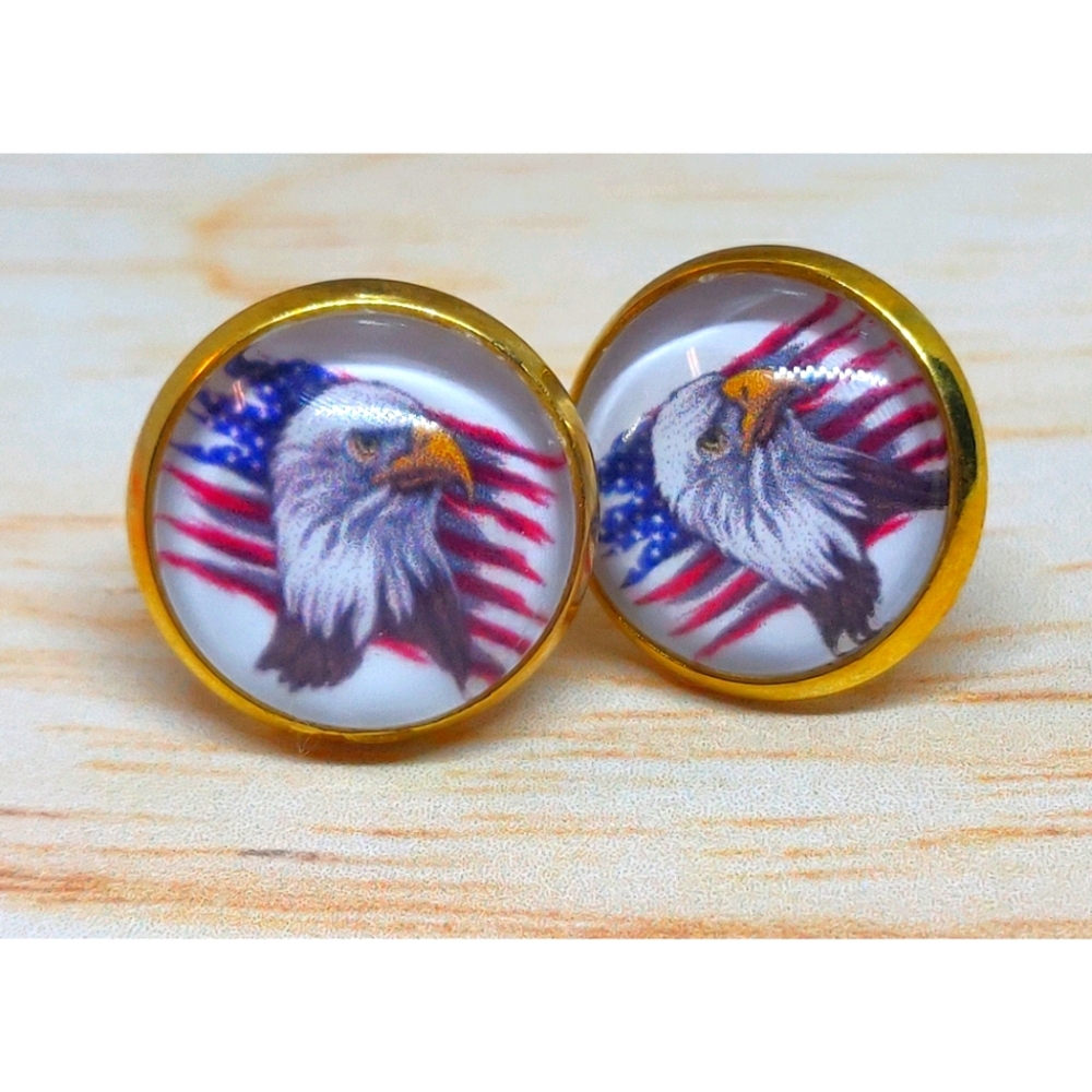 3/$15 Patriotic Eagle & American Flag Earrings